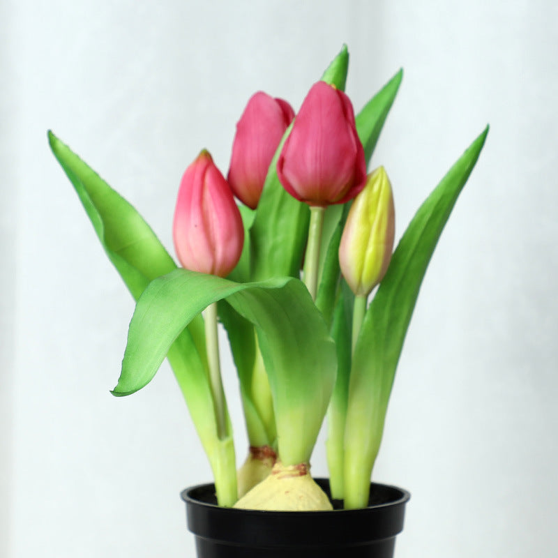 10 Pcs Artificial Silk Tulips in Pot, Lifelike Potted Tulip Bonsai, Bulk Wholesale