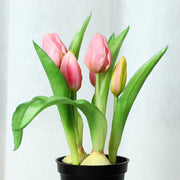 10 Pcs Artificial Silk Tulips in Pot, Lifelike Potted Tulip Bonsai, Bulk Wholesale