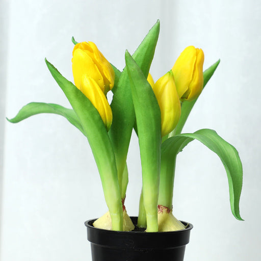 10 Pcs Artificial Silk Tulips in Pot, Lifelike Potted Tulip Bonsai, Bulk Wholesale