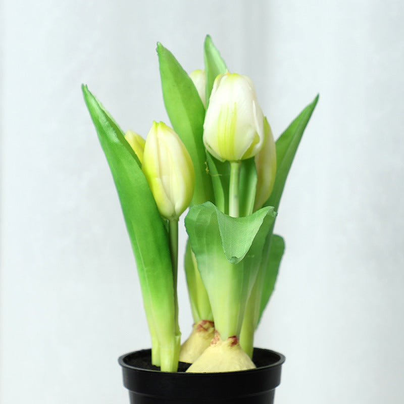 10 Pcs Artificial Silk Tulips in Pot, Lifelike Potted Tulip Bonsai, Bulk Wholesale