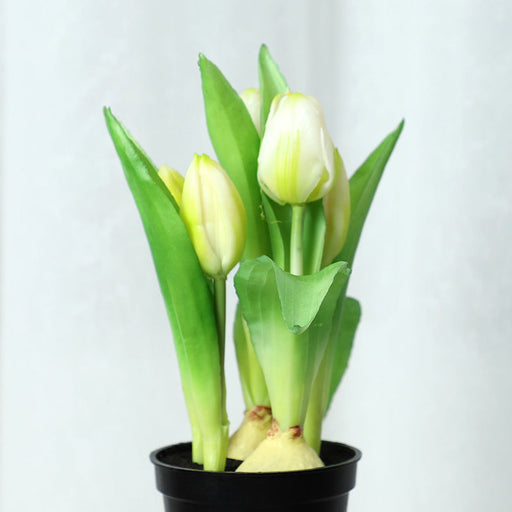 10 Pcs Artificial Silk Tulips in Pot, Lifelike Potted Tulip Bonsai, Bulk Wholesale