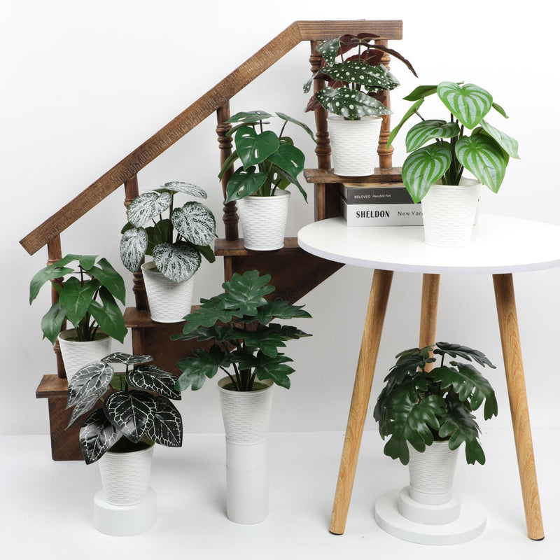 10 Inch Artificial Palm Potted Plant with Real Touch Leaves, Indoor Outdoor Bonsai, 1 Pc