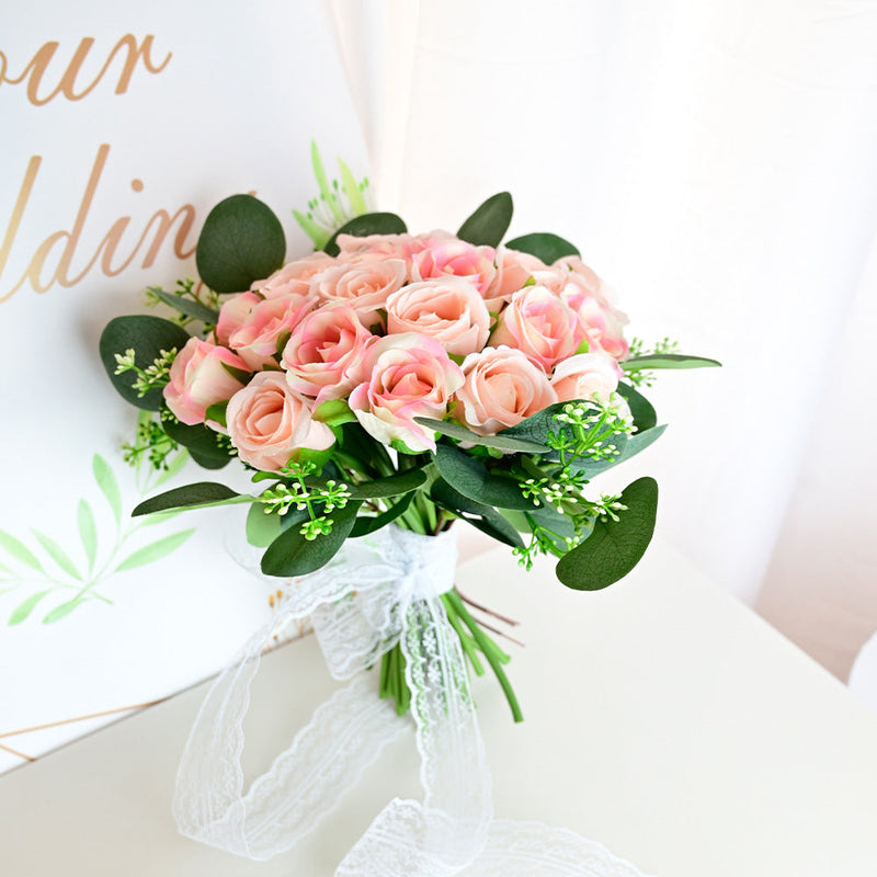 15 Inch Artificial Rose Flowers Bouquet 10 Pcs Silk Wedding Centerpieces Bulk