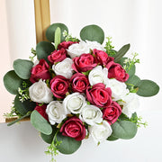 15 Inch Artificial Rose Flowers Bouquet 10 Pcs Silk Wedding Centerpieces Bulk