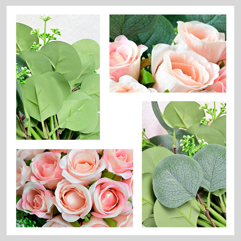 15 Inch Artificial Rose Flowers Bouquet 10 Pcs Silk Wedding Centerpieces Bulk