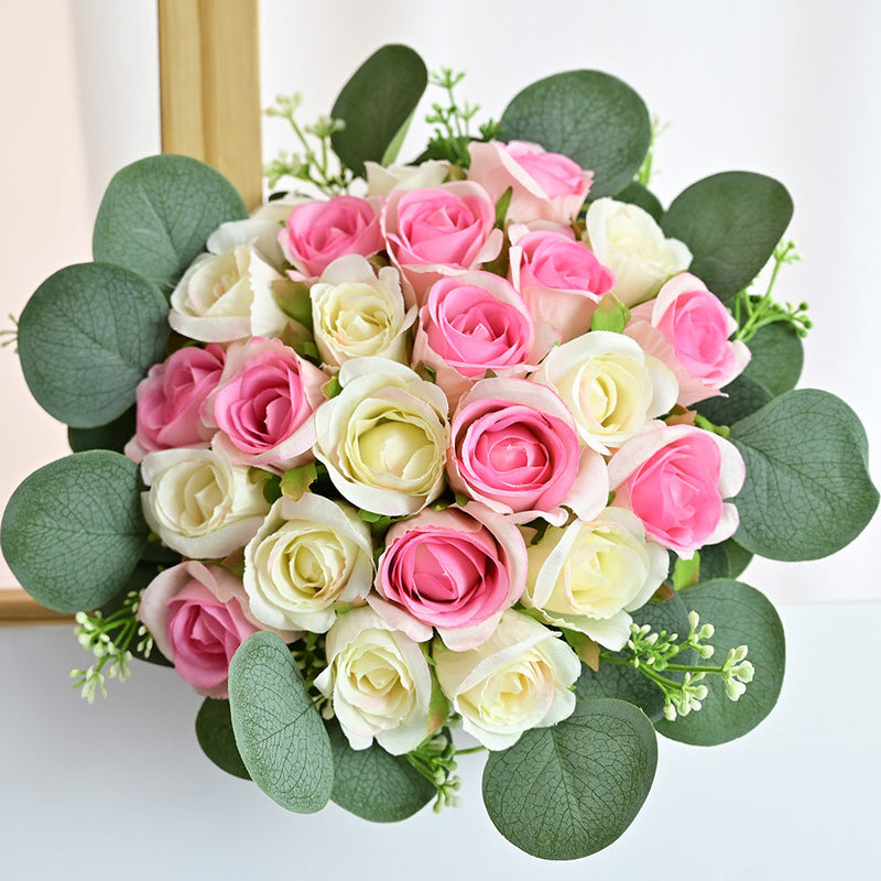 15 Inch Artificial Rose Flowers Bouquet 10 Pcs Silk Wedding Centerpieces Bulk