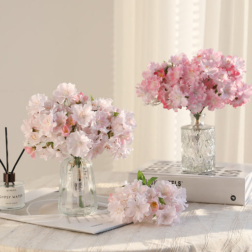 7 Inch Cherry Blossom Artificial Bouquet 10 Stems Realistic Silk Flowers for DIY Wedding Home Decor