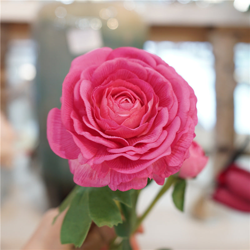 21 Inch Real Touch Ranunculus Artificial Flower Stem – Lifelike Silk Floral for Wedding and Home Decor