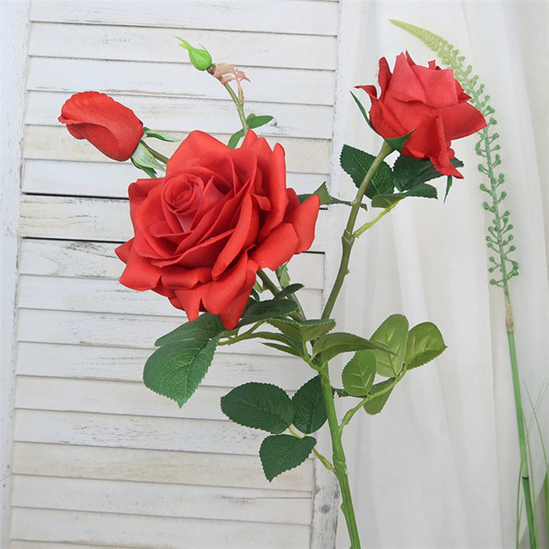 Real Touch Rose Spray Stems with Buds, 6 Stems, Artificial Silk Flowers