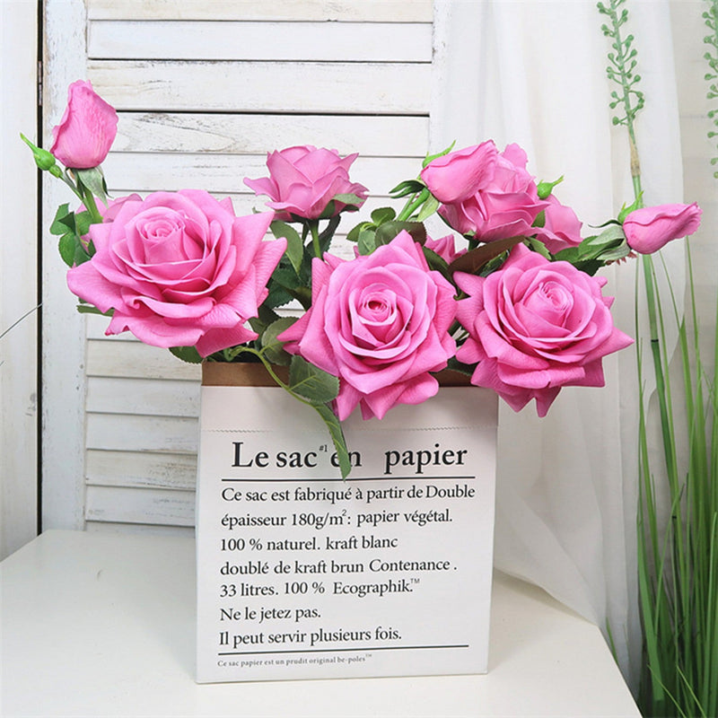 Real Touch Rose Spray Stems with Buds, 6 Stems, Artificial Silk Flowers