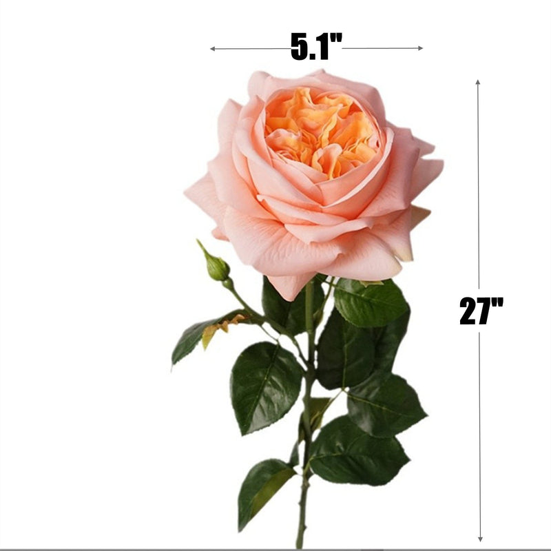 27 Inch Real Touch Silk Roses - 6 Stems Lifelike Artificial Flowers for Wedding and Home Decor
