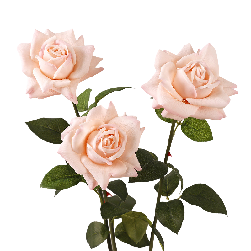 Artificial Blooming Rose Stem 12 Inch Real Touch Silk Flower