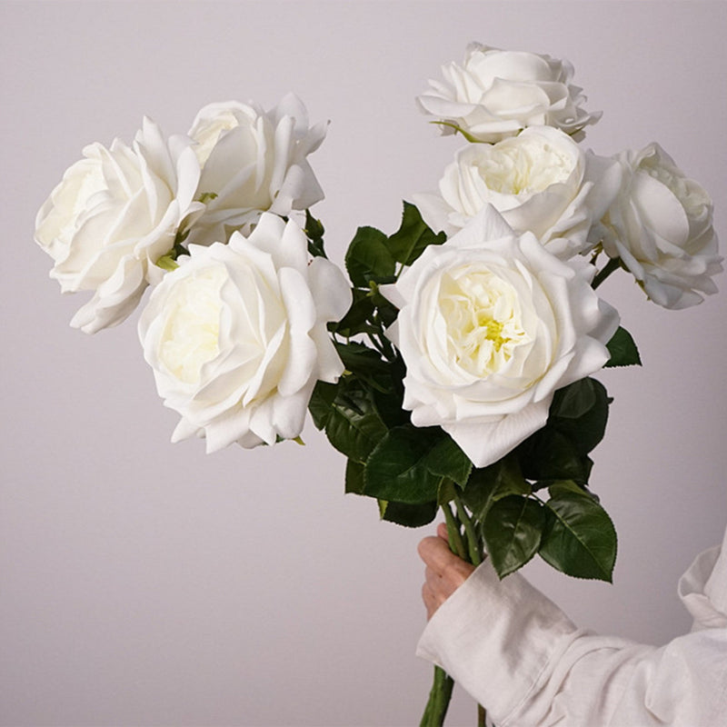 27 Inch Real Touch Silk Roses - 6 Stems Lifelike Artificial Flowers for Wedding and Home Decor