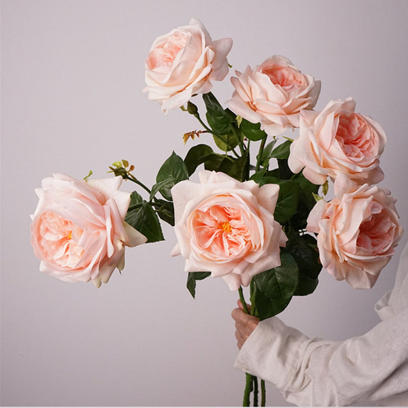 27 Inch Real Touch Silk Roses - 6 Stems Lifelike Artificial Flowers for Wedding and Home Decor