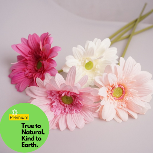 25.5 Inch Gerbera Daisy Stems 6 Pcs Real Touch Silk Artificial Flowers for Wedding Home Decor