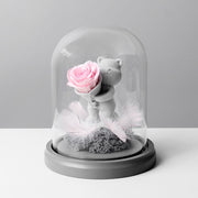Preserved Rose Bear in Glass Dome for Valentine's Birthday Anniversary Gifts - Wholesale Bulk