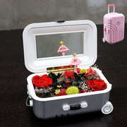 Preserved Flower Music Box Gift with Artificial Flowers, Decorative Keepsake, Romantic Present