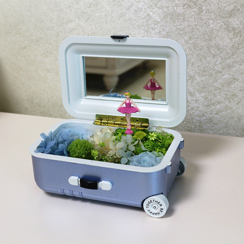 Preserved Flower Music Box Gift with Artificial Flowers, Decorative Keepsake, Romantic Present