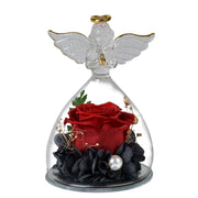 Preserved Rose Flowers in Glass Angel Figurines Gift Set Bulk Wholesale