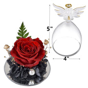 Preserved Rose Flowers in Glass Angel Figurines Gift Set Bulk Wholesale