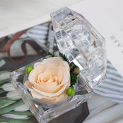 Preserved Forever Rose in Clear Acrylic Ring Box – 1 Pc Artificial Flower Gift