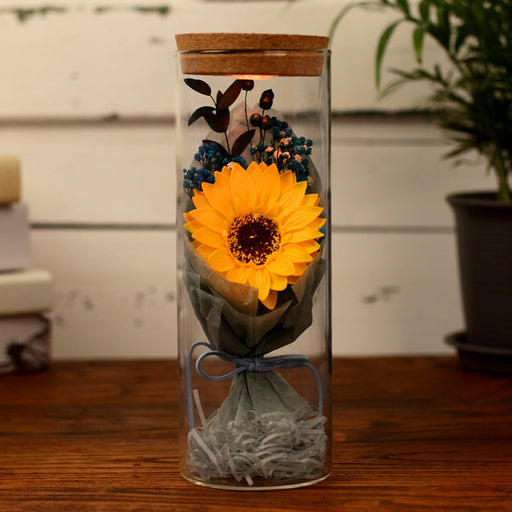 Preserved Flower Jar with LED Lights, Bulk Wholesale Floral Gift for Her