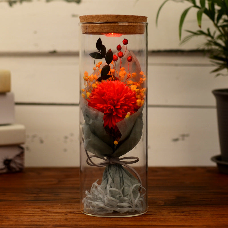 Preserved Flower Jar with LED Lights, Bulk Wholesale Floral Gift for Her