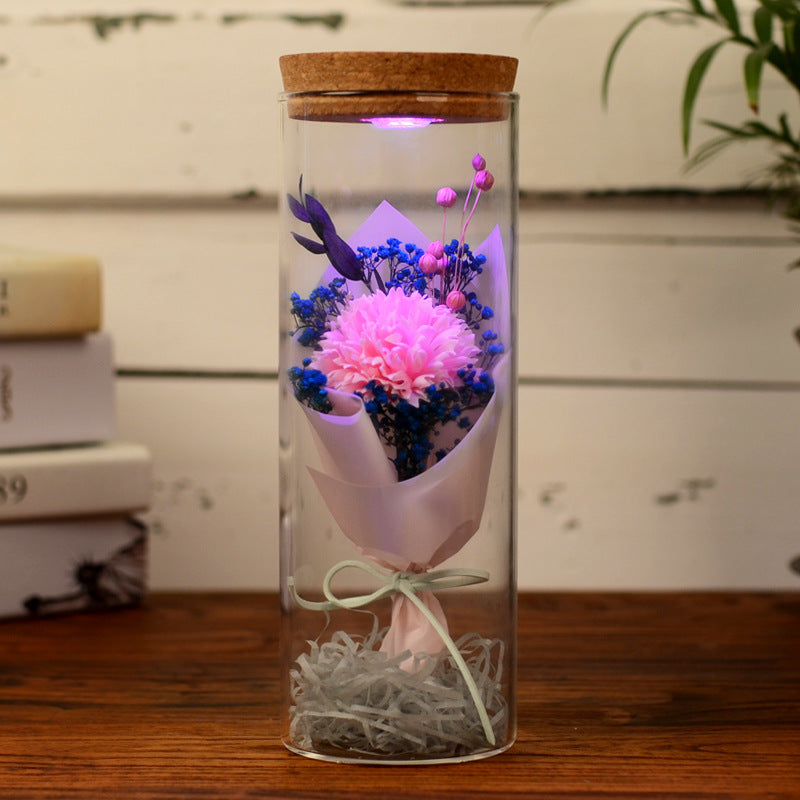 Preserved Flower Jar with LED Lights, Bulk Wholesale Floral Gift for Her