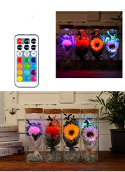 Preserved Flower Jar with LED Lights, Bulk Wholesale Floral Gift for Her