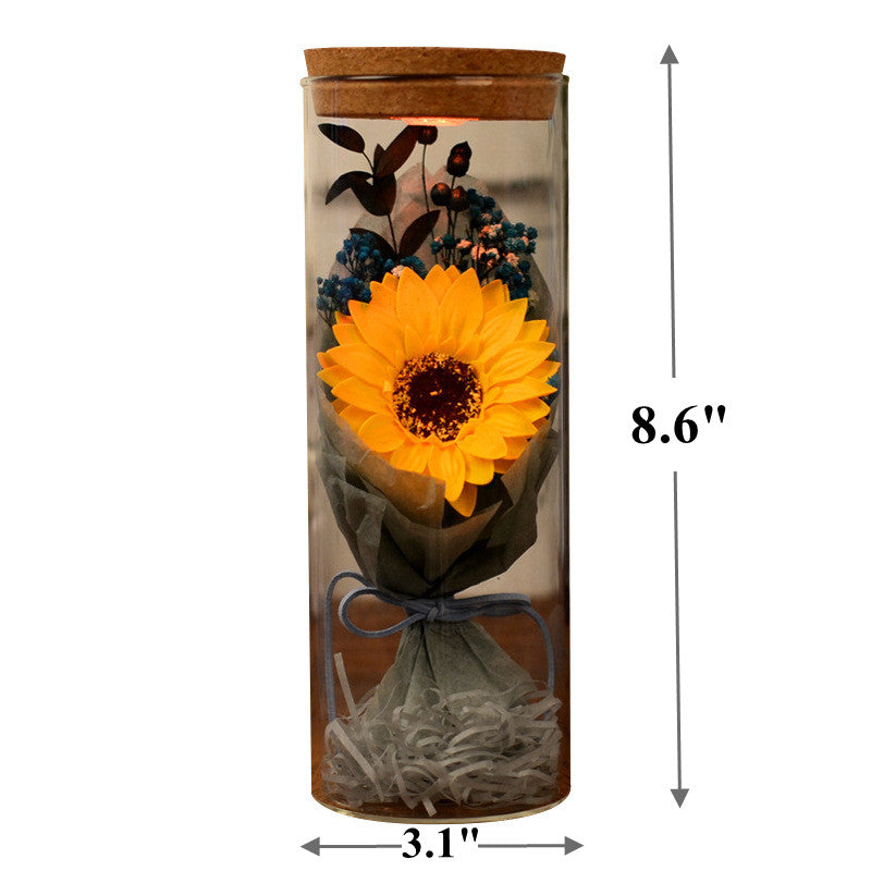 Preserved Flower Jar with LED Lights, Bulk Wholesale Floral Gift for Her