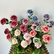 25 Inch Princess Diana Dusty Rose Silk Flower Spray Stems, 25 Pcs Artificial Bulk