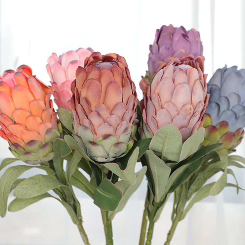 10 Pcs Artificial Protea Stems Bouquet Real Touch Silk Flowers Bulk Arrangement