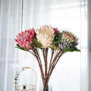 6 Pcs 20 Inch Artificial King Protea Stems Bouquet Faux Silk Fall Flowers