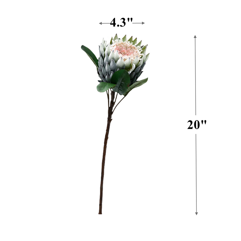 6 Pcs 20 Inch Artificial King Protea Stems Bouquet Faux Silk Fall Flowers