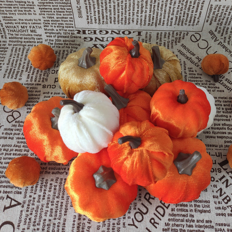 10 Pcs Velvet Foam Pumpkins Artificial Fall Decor for Thanksgiving Seasonal Decorating