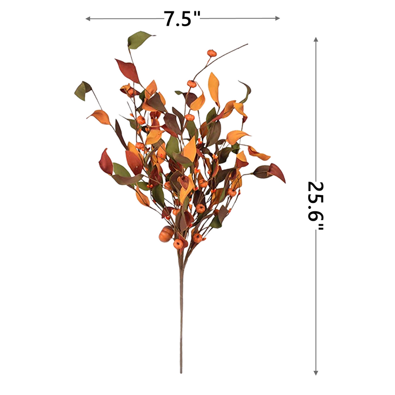 10 Pcs Artificial Fall Leaf and Pumpkin Spray Bushes for Thanksgiving Day Holiday Decoration
