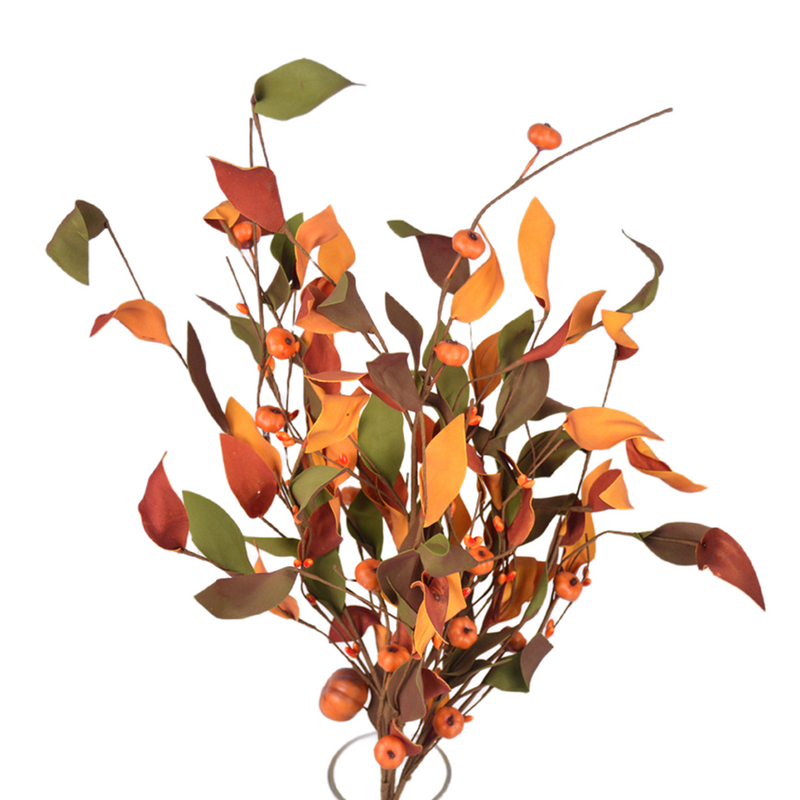 10 Pcs Artificial Fall Leaf and Pumpkin Spray Bushes for Thanksgiving Day Holiday Decoration