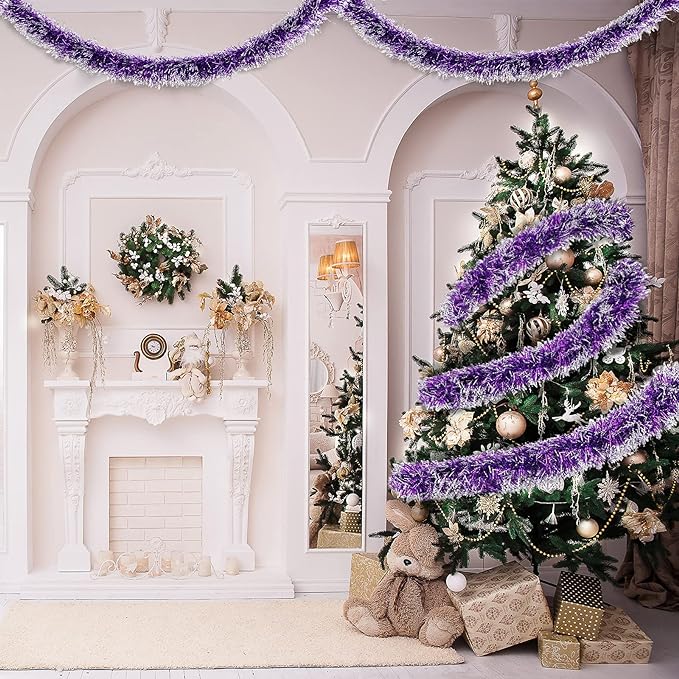 10 Pcs 65 Ft Metallic Tinsel Hanging Garland Shiny Artificial Decoration