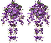 2 Pcs Artificial Hibiscus Weeping Hanging Flowers UV Resistant for Outdoors