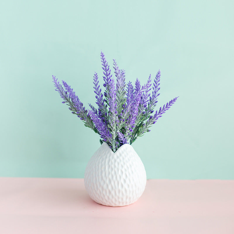 7 Inch Artificial Lavender Flowers 12 Stems in Vase Silk Flower Arrangement Bulk Wholesale