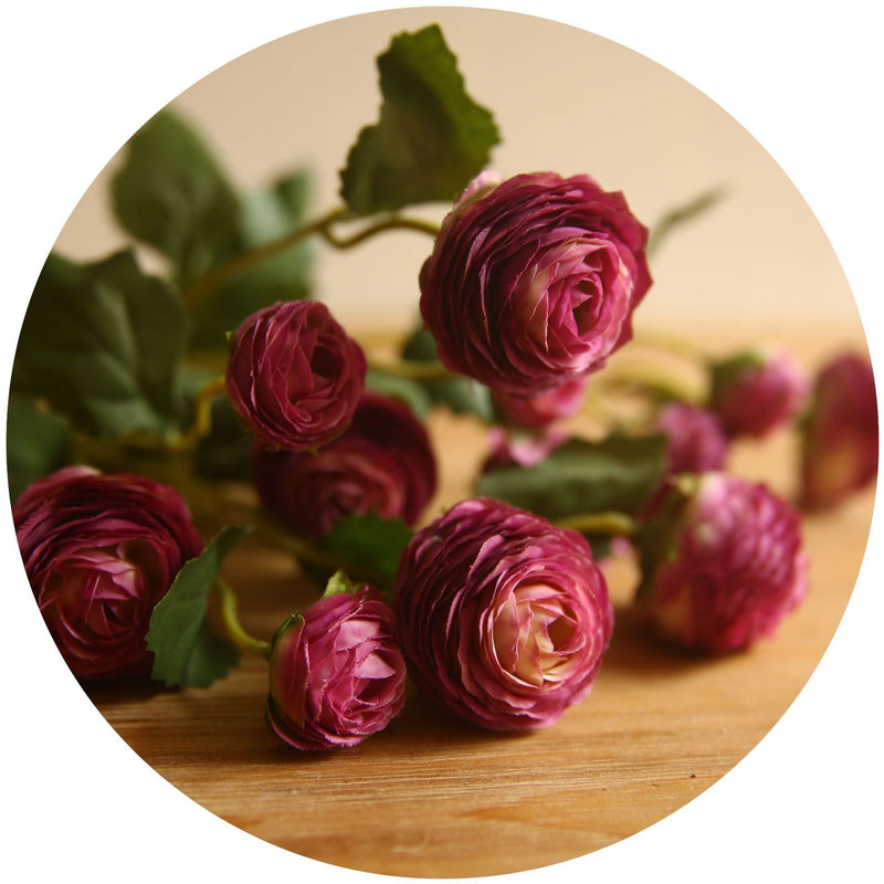 16 Inch Artificial Silk Ranunculus Stem Spray Branches Bulk Quantity