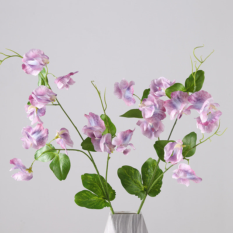 Sweet Pea Blossom Stems Spray 10 Pcs Real Touch Artificial Flowers with Leaves Bulk Wholesale
