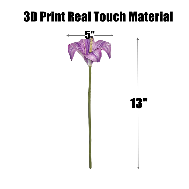 13 Inch Artificial Purple Lilies Flowers with Vase, Potted Silk Flowers, Bulk Set