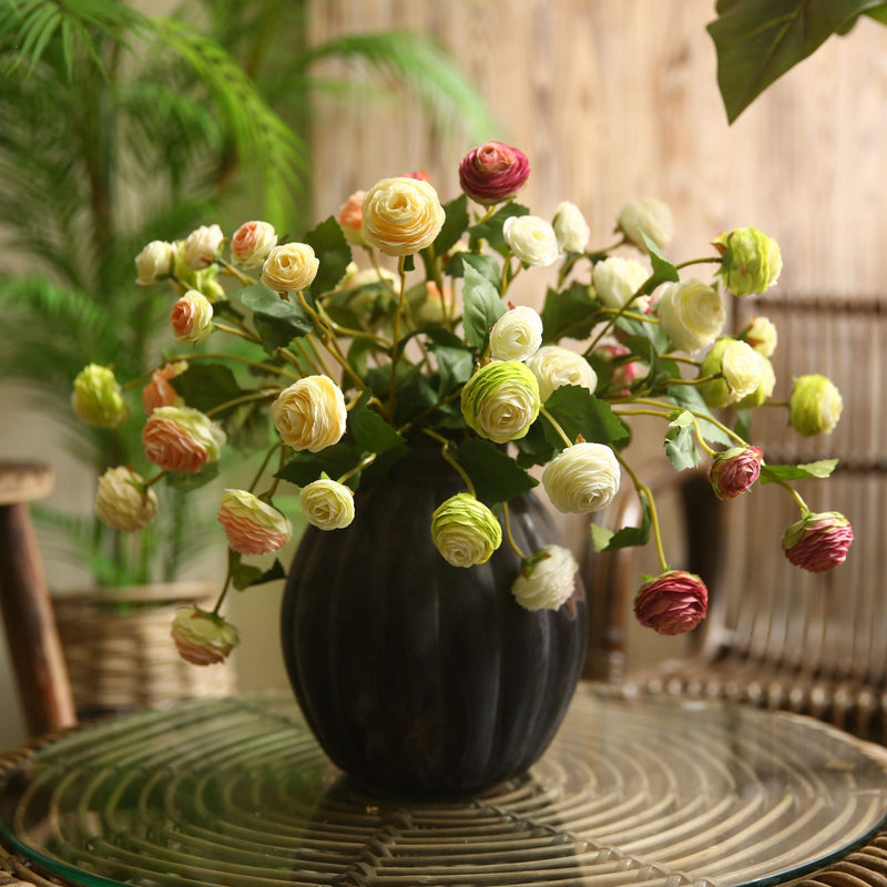 16 Inch Artificial Silk Ranunculus Stem Spray Branches Bulk Quantity