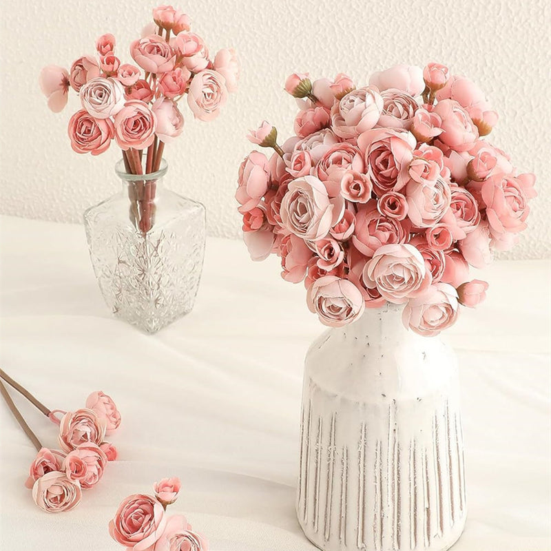 Silk Ranunculus Bouquet 12 Inch 10 Pcs Artificial Flowers Wedding Engagement Centerpieces Home Decor
