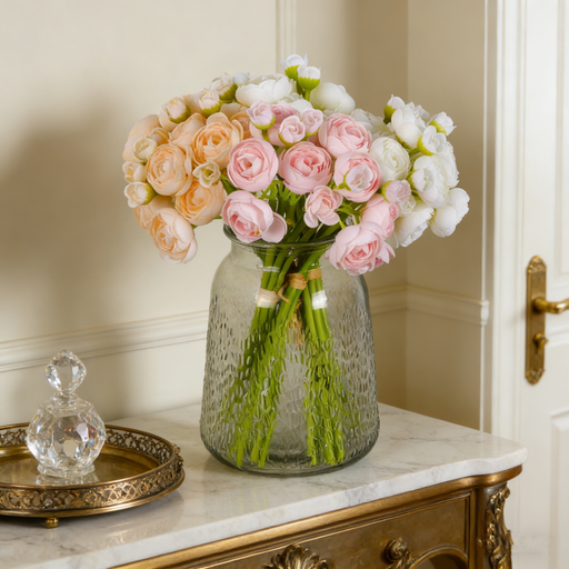 Silk Ranunculus Bouquet 12 Inch 10 Pcs Artificial Flowers Wedding Engagement Centerpieces Home Decor