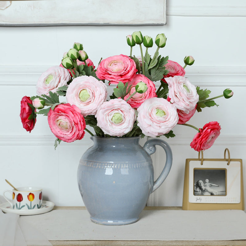 18.8 Inch Ranunculus Artificial Flowers Real Touch Stem Bulk Wholesale