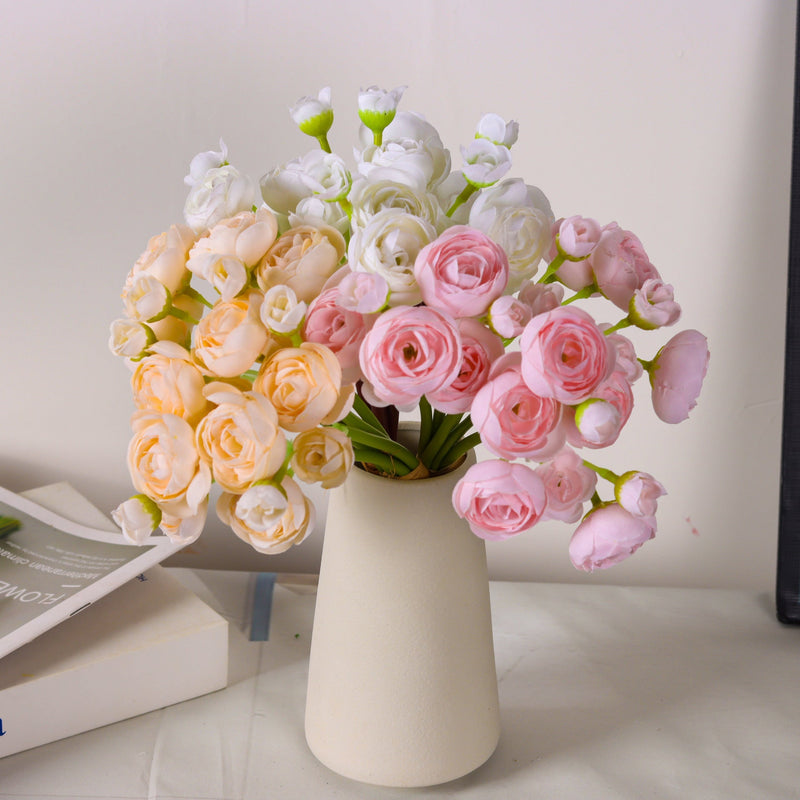 Silk Ranunculus Bouquet 12 Inch 10 Pcs Artificial Flowers Wedding Engagement Centerpieces Home Decor