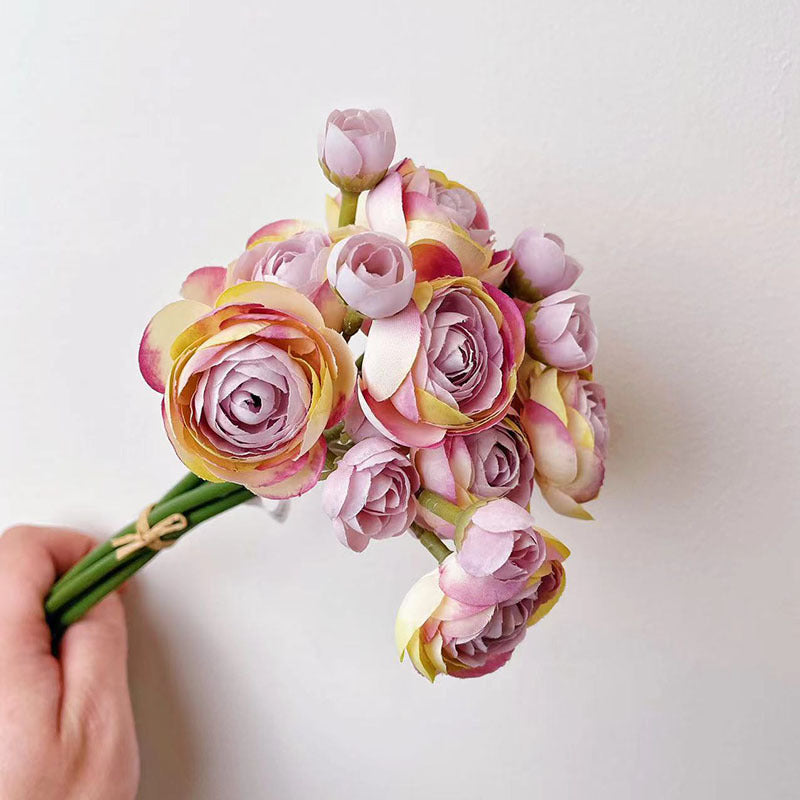 Silk Ranunculus Bouquet 12 Inch 10 Pcs Artificial Flowers Wedding Engagement Centerpieces Home Decor