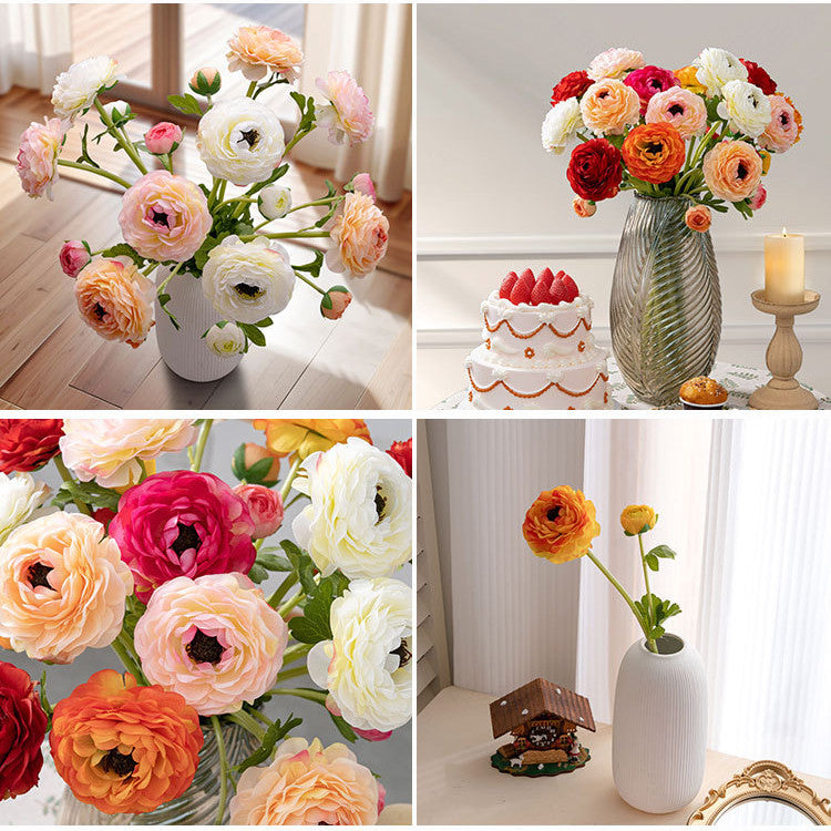 20 Inch Ranunculus Stems 10 Pcs Artificial Silk Flowers for Wedding Home Decoration